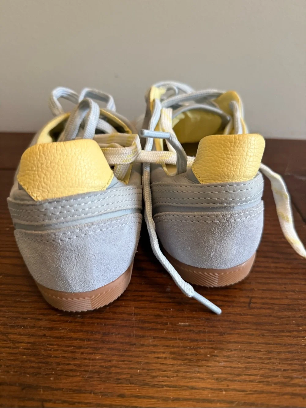 Dolce Vita Casual Lace-Up Sneakers in Light Blue with Yellow Accents 7.5